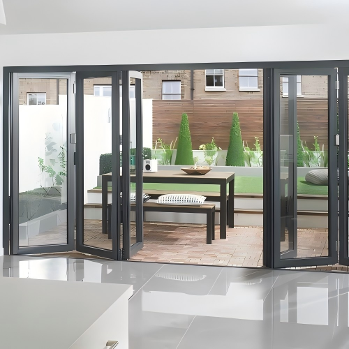 Modern Minimalist Black Powder Coated Thermal Break Aluminum Customizable Folding Patio Door for Villa Sunroom