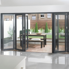 Modern Minimalist Black Powder Coated Thermal Break Aluminum Customizable Folding Patio Door for Villa Sunroom