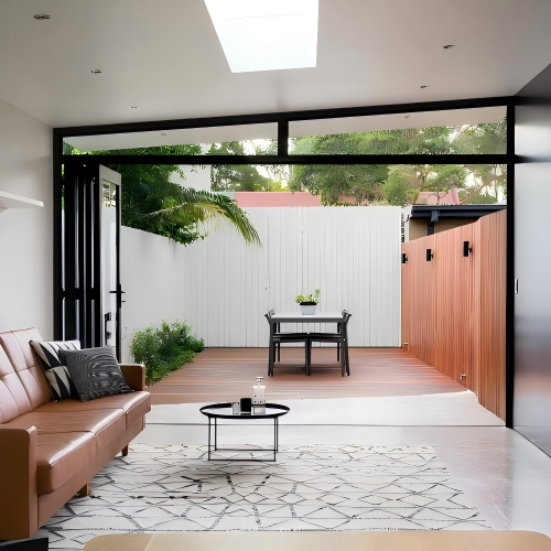 Modern Minimalist Black Powder Coated Thermal Break Aluminum Customizable Folding Patio Door for Villa Sunroom