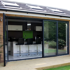 Modern Minimalist Black Powder Coated Thermal Break Aluminum Customizable Folding Patio Door for Villa Sunroom
