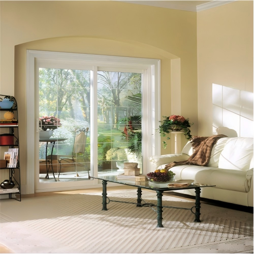 Minimalist White Thermal Break Aluminum Sliding Door, Gridded Glass Patio Door, Soundproof & Heat Insulated for Villa Balcony/Garden