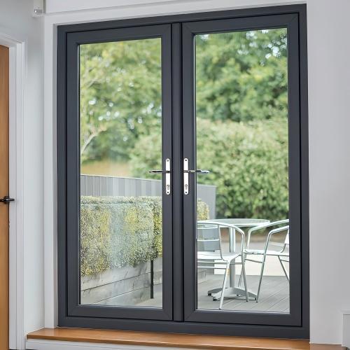 Minimalist Modern Custom Black Powder Coated Thermal Break Aluminum Swing Door