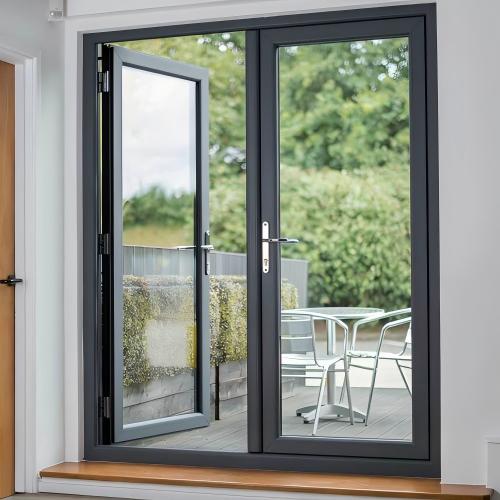 Minimalist Modern Custom Black Powder Coated Thermal Break Aluminum Swing Door