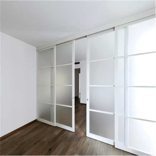 Modern Minimalist Privacy Frosted Glass Custom Thermal Break Aluminum Sliding Door