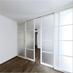 Modern Minimalist Privacy Frosted Glass Custom Thermal Break Aluminum Sliding Door