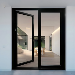 Minimalist & Luxurious Modern Custom Black Powder Coated Thermal Break Aluminum Swing Door