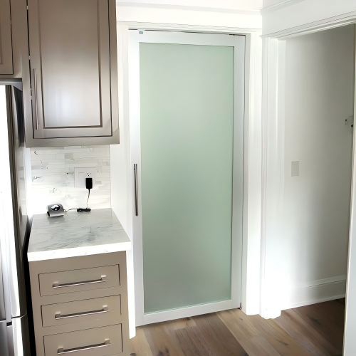 Custom Thermal Break Aluminum Swing Door with Frosted Privacy Glass for Bathroom