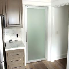 Custom Thermal Break Aluminum Swing Door with Frosted Privacy Glass for Bathroom