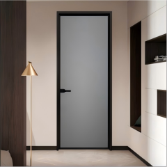 Custom Thermal Break Aluminum Swing Door with Frosted Privacy Glass for Bathroom