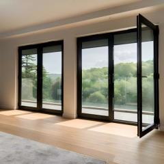 Minimalist & Luxurious Modern Custom Black Powder Coated Thermal Break Aluminum Swing Door