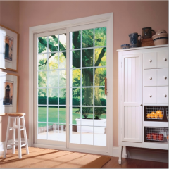 Minimalist White Thermal Break Aluminum Sliding Door, Gridded Glass Patio Door, Soundproof & Heat Insulated for Villa Balcony/Garden