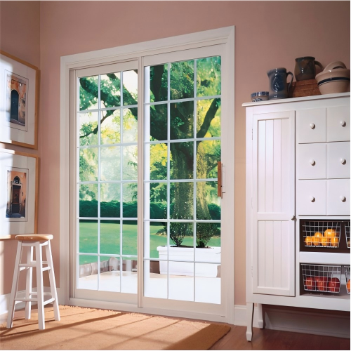 Minimalist White Thermal Break Aluminum Sliding Door, Gridded Glass Patio Door, Soundproof &amp; Heat Insulated for Villa Balcony/Garden