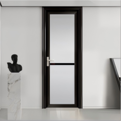 Custom Thermal Break Aluminum Swing Door with Frosted Privacy Glass for Bathroom