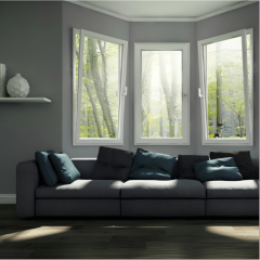 Modern Minimalist White Powder Coated Custom Aluminum Tilt & Turn Window, Ventilation, Anti-Theft & Anti-Fall