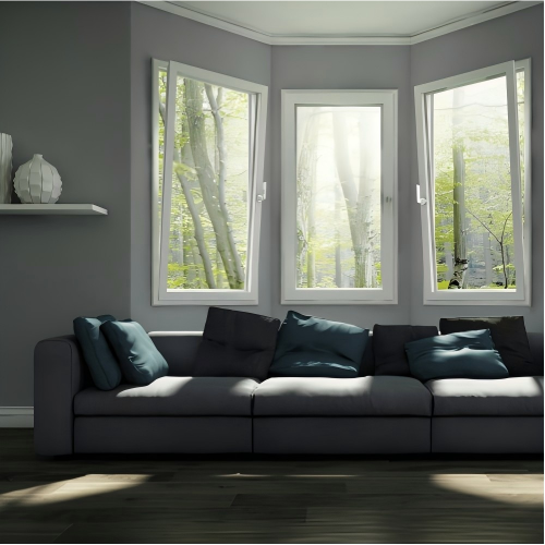 Modern Minimalist White Powder Coated Custom Aluminum Tilt &amp; Turn Window, Ventilation, Anti-Theft &amp; Anti-Fall