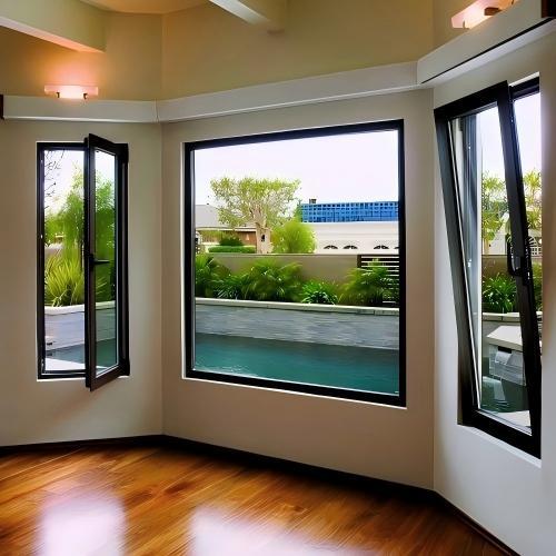 Modern Minimalist Black Powder Coated Custom Aluminum Tilt &amp; Turn Window, Ventilated, Anti-Burglar &amp; Anti-Fall