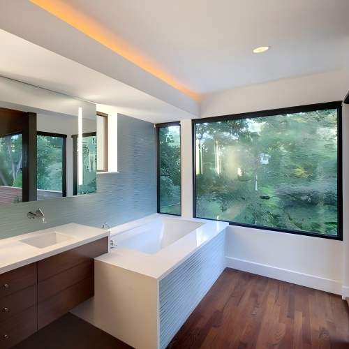 Custom Thermal Break Aluminum Fixed Window with Stylish Design for Bathroom Natural Lighting