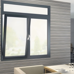 Modern Minimalist Black Powder Coated Custom Aluminum Tilt & Turn Window, Ventilated, Anti-Burglar & Anti-Fall