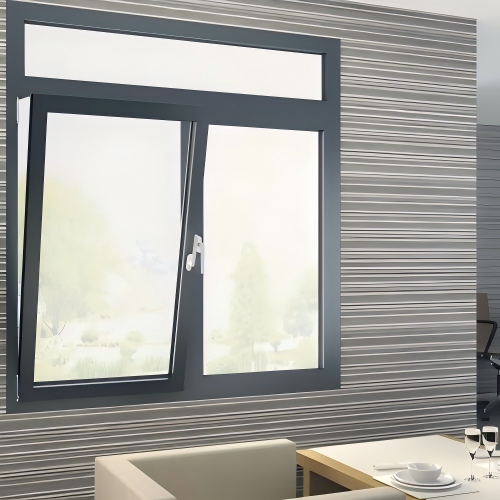Modern Minimalist Black Powder Coated Custom Aluminum Tilt & Turn Window, Ventilated, Anti-Burglar & Anti-Fall