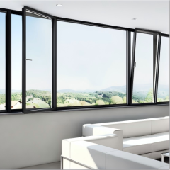Modern Minimalist Black Powder Coated Custom Aluminum Tilt & Turn Window, Ventilated, Anti-Burglar & Anti-Fall