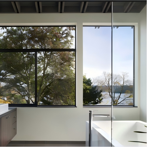 Custom Thermal Break Aluminum Fixed Window with Stylish Design for Bathroom Natural Lighting