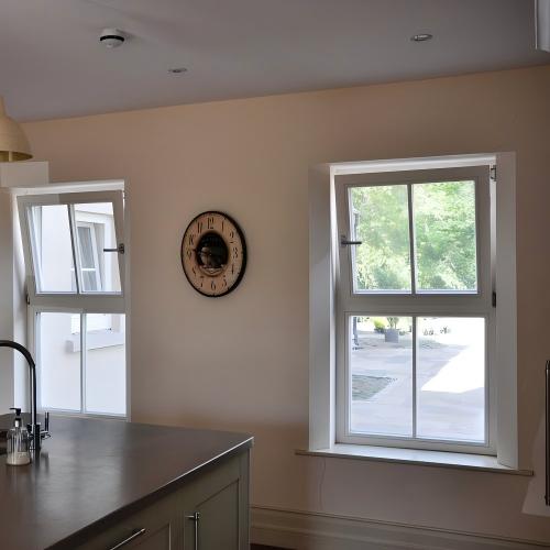 Modern Minimalist White Powder Coated Custom Aluminum Tilt & Turn Window, Ventilation, Anti-Theft & Anti-Fall