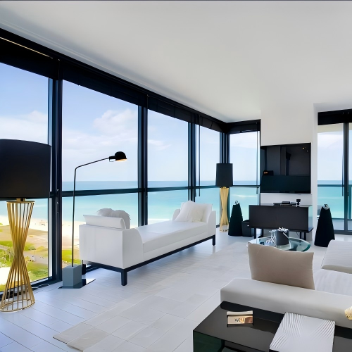 Light Luxury Custom Aluminum Fixed Panoramic Floor-to-Ceiling Window for High-End Sea View Villa & Penthouse Living Rooms