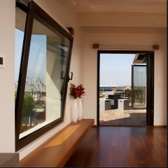 Modern Minimalist Black Powder Coated Custom Aluminum Tilt & Turn Window, Ventilated, Anti-Burglar & Anti-Fall