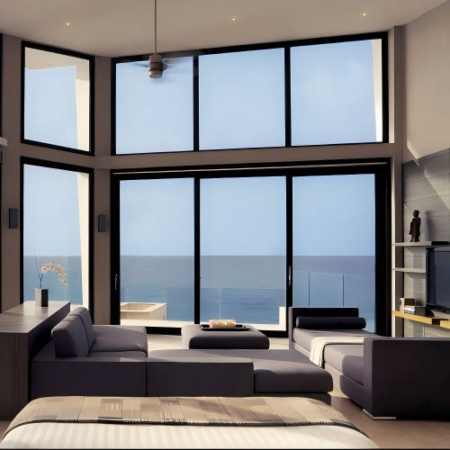 Light Luxury Custom Aluminum Fixed Panoramic Floor-to-Ceiling Window for High-End Sea View Villa &amp; Penthouse Living Rooms