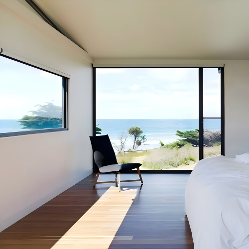 Custom Aluminum Fixed Panoramic Floor-to-Ceiling Window for Luxury Sea View Villa & Penthouse Bedrooms