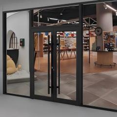 Custom Modern Commercial Aluminum Glass Double Door, Waterproof, for Store Front Exterior Entrance