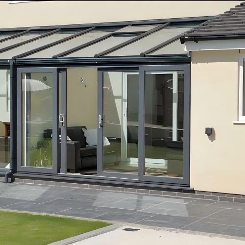 Double Track Four Panel Heavy Duty Custom Aluminum Sliding Door