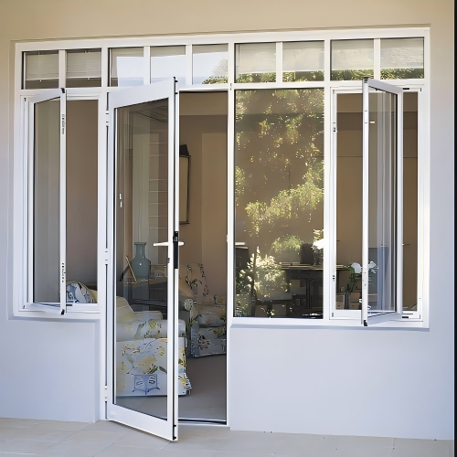 Combination of Fixed Window + Single Casement Door, Custom Aluminum Single Door