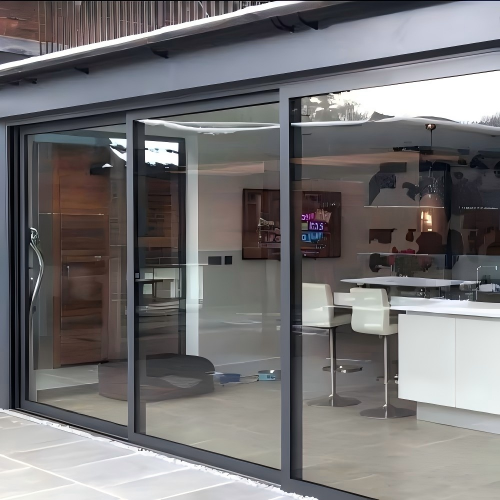 Triple Track Three Panel Exterior Balcony Custom Size Aluminum Sliding Door