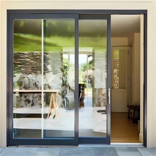 Exterior Heavy Duty Double Track Custom Black Powder Coated Aluminum Sliding Door