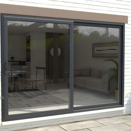 Popular Custom Double Track Two Panel Heavy Duty Aluminum Sliding Door