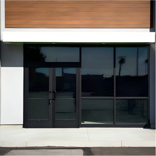 Aluminum Double Swing Glass Door for Apartment Lobby, Hotel & Commercial Store frore Entrance