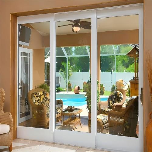 Triple Track Three Panel Exterior Balcony Custom Size Aluminum Sliding Door