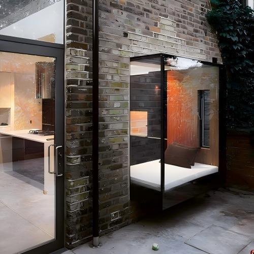 Thermal Break Aluminum Single Glass Casement Door, Custom Size Modern Patio Entry Door