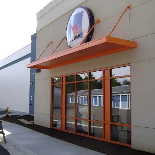 Minimalist Unique Design Orange Sprayed Aluminum Commercial Outdoor Canopy
