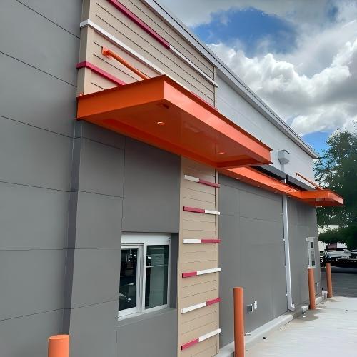 Minimalist Unique Design Orange Sprayed Aluminum Commercial Outdoor Canopy