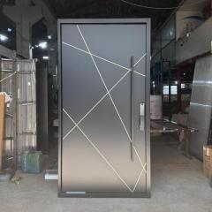 Modern tech-style metal entry doors for villas and apartments, custom sizes available