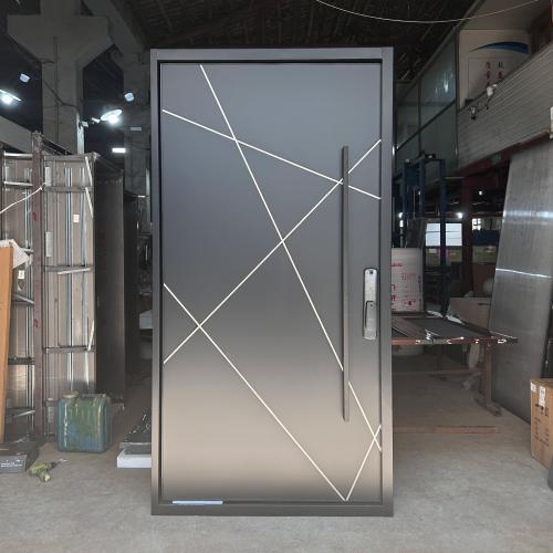 Modern tech-style metal entry doors for villas and apartments, custom sizes available