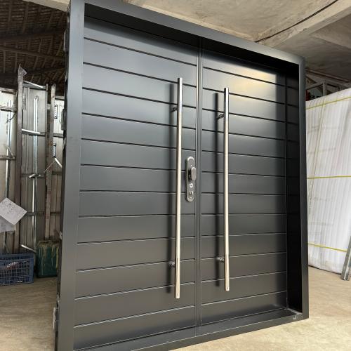 Modern minimalist matte black metal doors, high-end style, custom sizes available