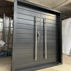 Modern minimalist matte black metal doors, high-end style, custom sizes available