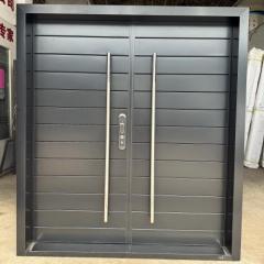 Modern minimalist matte black metal doors, high-end style, custom sizes available