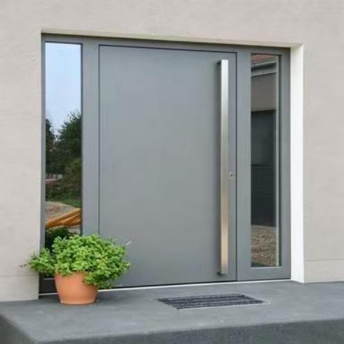 Premium Grey Matte Soft-Touch Cast Aluminum Entrance Door for Villas &amp; Apartments