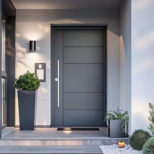 Niche High-End Minimalist Custom Size Metal Entry Door for Villas & Apartments