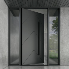 Modern Luxury Minimalist Aluminum Entry Door with Sidelights, Custom Size for Light & Airy Entries