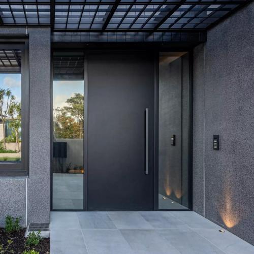 Modern Luxury Minimalist Aluminum Entry Door with Sidelights, Custom Size for Light & Airy Entries
